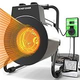 Greenhouse Heater with Digital Thermostat, 1500W Outdoor Heaters for Patio, Electric Space Heater for Patio, Garage, Greenhouse, Flower House, Silver