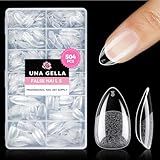 UNA GELLA Short Almond Nail Tips: 504PCS Short Fake Nails Soft Press On Gel Nail Tips Pre Shaped Almond Shape Home Nail Extension Full Cover, 12 Sizes Acrylic Gelly Tips