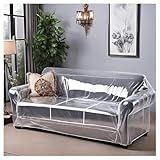 Evelots Clear Couch Cover - Thick Heavy Duty Vinyl 3 Seat Sofa Cover for Protection Against Cat & Dog Clawing - Stain & Dust Protector - Waterproof Slipcover for Moving & Storage