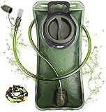 Hydration Bladder, 2L Water Bladder for Hiking Backpack, BPA-Free Leak Proof Water Reservoir Storage Bag, Hydration Pack Replacement for Camping Cycling Running, Military Green