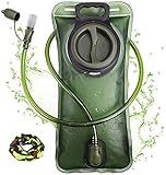 Hydration Bladder, 2L Water Bladder for Hiking Backpack, BPA-Free Leak Proof Water Reservoir Storage Bag, Hydration Pack Replacement for Camping Cycling Running, Military Green