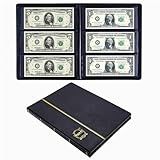 Ettonsun Leather 60-Pocket Dollar Bill Holders for Collectors Paper Money Album Currency Collection Supplies Book Travel Banknote Stamp Storage,Collection Folder for paper souvenirs, Black