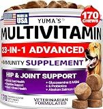 Dog Vitamins and Supplements - 170 Treats - Dog Multivitamin Chewable with Glucosamine - Senior & Puppy Multivitamin for Dogs - Hip & Joint Support - Immune Health, Skin, Heart, Digestion, Probiotics