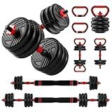 Adjustable Dumbbell Set, 10/20/30/45/70/90lbs, 5 in 1 Multi-Function Dumbbells Set Converts to Barbell & Kettlebell, Weight Set for Home Gym Workout, Suitable for Men/Women Strength Training