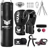 Mesetast Punching Bag for Adults, 4ft Heavy Boxing Bag Set with 12 OZ Gloves for MMA Karate Kickboxing Boxing - Unfilled