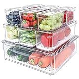 POMEAT 10 Pack Fridge Organizer, Stackable Refrigerator Organizer Bins with Lids, Produce Fruit Storage Containers for Storage Clear for Food, Drinks, Vegetable Storage