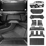 BestEvMod Compatible with Rivian R1S All Weather Cargo Liners Frunk Mat&Floor Liners&Trunk Mat Set Anti-Slip 3D Pattern TPE Waterproof Non-Slip 2022-2024 Accessories (R1S-Frunk+Floor+Trunk)