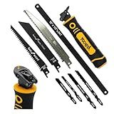 TOOLAN: 8-In-1 Multi Blades Hand Saw, Drywall Cutter. Hacksaw. Long Blade Hand Saw, Jab Saw, For Cutting Drywall, Sheetrock, Wood, Metel, Plastic, Plywood. Blade Quick Change Mechanism.