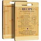Kikcoin Retirement Gifts for Woman - Bamboo Cutting Boards for Kitchen, Retired Cutting Board Gift Leaving Job Gifts for Coworkers Happy Retirement Party Decorations, Large Cutting Board 13.8" X 9.8"