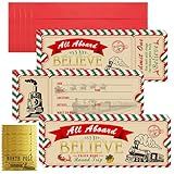 Christmas Believe Train Ticket Invitations Card Vintage Train Invitations with 25 Envelopes Party Fill in Blank Invites Cards Ticket for Holiday Party