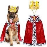 GOYOSWA Dog King Costume, Dog Halloween Costumes King Cloak and Crown Set Funny King Prince Costume for Small Medium Large Dogs (Large)