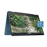 HP Laptop X360 14a Chromebook 14" HD Touchscreen, Entertaining from Any Angle Intel Celeron, 4GB DDR4 64GB eMMC WiFi Webcam Stereo Speakers Bluetooth 4.2 Chrome Blue Metallic Color