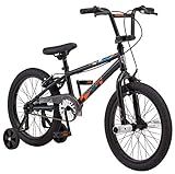 Mongoose Switch Freestyle BMX Kids Bike, Mag Wheels, Small Stand-Over Steel Frame, Chain Guard, Foot Brake, Boys and Girls 5 - 7 Years Old, 18-Inch Wheels, Black