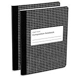 Graph Ruled Composition Notebooks – 2 Pack, 9.75 x 7.5 in, 100 Sheets Each – Quad Ruled 4x4 Grid Paper for Math, Science, School & College – Durable Cover Notebooks for Students & Professionals