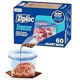 Ziploc Quart Food Storage Freezer Bags, Stay Open Design, Easy to Fill, 60 count (Packaging May Vary)