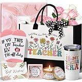 Teacher Appreciation Gifts for Women, Best Teacher Gifts from Student End of Year Teacher Gifts, Funny Gifts for Teachers w/Canvas Tote Bag for Thank You Retirement Christmas Birthday Back to School