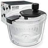 Cambom Salad Spinner Lettuce Spinner, Wash, Spin & Dry Salad Greens, Vegetable Washer Salad Dryer With Rotary Handle for Fruits & Vegetables, High Efficiency Vegetable Spinner Kitchen Gadget 3Qt Black