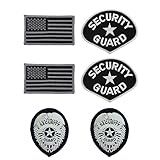 RYNO GEAR Embroidered Patch Emblems Set - (Security Guard Set with Flag (White and Gray ON Black))