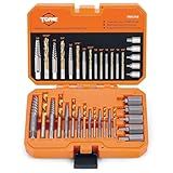 19 Piece Screw Extractor and Left Hand Drill Bits Set, Easy Out Screw Extractor Set with HSS Steel Reverse Drill Bit for Removing Stripped Damaged Broken Screw,Bolts,Nuts