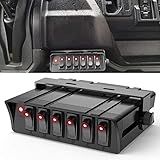 Nilight - 6 Gang Rocker Switch Box SPST Toggle Switch Panel 12V 24V 20A Switch Panel 60Amp Max for Automotive Cars Vehicles Boats RVs Campers SUVs