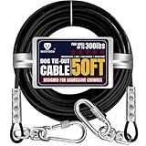 Tie Out Cable for Dogs Up to 300lbs,50ft Extra Strong 1000lbs Break Strength Tie-Out Tether Trolley Training Lead,Dog Run Cable for Yard Garden Park Camping Outside (Black, 300lbs 50ft)