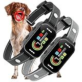 JEUJE Dog Bark Collar 2 Pack, Bark Collar for Large Medium Small Dogs 8-120lbs, AUTO Barking Collar, Bark Training Collar with 7-Level Sensitivity + 5 Safety Modes Humane Training System