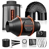 Spider Farmer Air Filtration Kit 4 Inch, Inline Duct Fan with RJ12 Speed Humidity Controller, Carbon Filter Combo, 25 Ft Ducting, Ventilation System Kit for Grow Tents, Hydroponics, Indoor Gardening