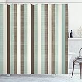Ambesonne Retro Shower Curtain, Classical Vertical Stripes Pattern Texture Image Old Fashioned Display, Cloth Fabric Bathroom Decor Set with Hooks, 69" W x 75" L, Green Cream