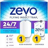 Zevo Flying Insect Trap & Cartridge - Plug in Fly Trap & Indoor Bug Catcher for Gnats, House & Fruit Flies - Mess-Free - Use in Any Room - Uses Blue & UV Light (1 Plug in Device & 1 Cartridge)