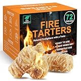 Realcook Natural Fire Starter for Campfires: All Weather Firestarters - Odorless Charcoal Starters for Grill | Fire Pit | Indoor Fireplaces | BBQ | Wood Stove | Smoker - 72 Counts