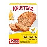 Krusteaz Banana Quick Bread Mix, Made with Real Bananas, 15.0 oz Boxes (Pack of 12)