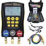 Vanlison Pro-Grade Digital Manifold Gauge Set – HVAC Gauges AC Refrigerant Diagnostic Tool w/112 Refrigerant Database, Dual Temp & Pressure Sensors, Leak Test, Backlit LCD
