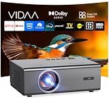 Smart Projector-4K with Wifi Bluetooth, AI Auto Focus Keystone Outdoor Home Theater VIDAA Movie Projector Built-in Apps, 60W Dolby, Airplay, Voice Control, Live TV, Ceiling, Gaming, Camping