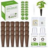 Ahopegarden 52PCS Hydroponics Pods Kit: Compatible with Aerogarden, Includes 24 Grow Sponges, 24 Pods Labels, 4 A&B Plant Food - Hydroponics Supplies for Most Brands