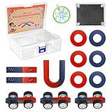Science Magnet Kits for Kids: Educational Magnet Science Projects Experiment Tools Physics Lab Kits Includes Bar/Ring/Horseshoe/Compass/Iron Powder