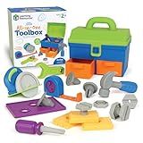 Learning Resources New Sprouts All-in-One Toolbox - Kids Tool Set, Toddler Pretend Play Tool Box, Montessori Construction Toys for Children, Educational STEM Gift, Drill, Hammer, Tape Measure, Saw