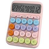 Zeno Pink Calculator – Cute Desk Calculator with Big Buttons, 12-Digit, for School, Office & Pink Desk Accessories