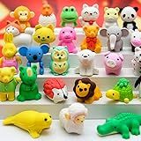 LanMa 98 Pcs Animal Erasers - Desk Pets & Classroom Prizes; Puzzle, Take Apart Animals for Student Rewards, Party Favors & Easter Egg Stuffers