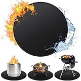 36'' Fire Pit Mat for Solo Stove Bonfire, Double-Sided Fireproof Under Grill Mat Deck Patio Protector Pad, Round BBQ Mat for Solo Stove Accessories, Easy to Clean, Reusable
