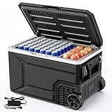 Antarctic Star 12 Volt Refrigerator,68QT(64L)Electric Cooler Compressor, -4℉~68℉ Portable Refrigerator,Car Fridge 12/24V DC 100-240V AC Portable Freezer with Wheels&2 Baskets for Camping,RV,Car,BLACK