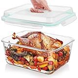 Vtopmart 6.5L/ 220oz/ 27.5cup Extra Large Glass Food Storage Containers with Snap Airtight Lids for Roasting Turkey, Chicken, Baking Casserole, Fruits, Party, BPA Free, Oven Safe, Freezer, Dishwasher