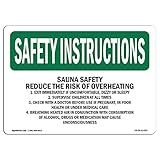 OSHA Safety Instructions Sign - Sauna Safety Reduce The Risk of Overheating | Plastic Sign | Protect Your Business, Work Site, Warehouse | Made in The USA