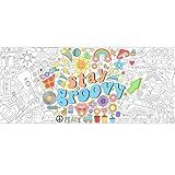 Dvbonike Jumbo Stay Groovy Coloring Poster Retro Hippie Boho Patterns DIY Drawing Color-in Paper Blank Doodle Art Banner 55.1 x 23.6 Inch Decor, School Group Activities for Kids Party Suppiles