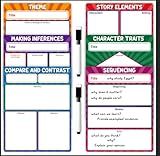 KIKIGOAL Reusable Magnetic Literature Teaching Charts, Dry Erase Handwriting Paper for Classroom Whiteboard, Reading Comprehension Anchor Charts Bulletin Board for Preschool Elementary Classroom