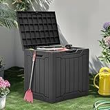 YITAHOME 31 Gallon Resin Deck Box Outdoor Storage Box and Waterproof Package Delivery Box with Lockable Lid for Patio Furniture, GardenTools, Pool Supplies, Black