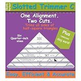 Cleary Perfect Slotted Trimmer C by New Leaf Stitches – Quilting Ruler Template and Stencil for Cutting All Sides of Half Square Triangles – 6 Quarter-Inch Slotted Sizes 2.25 Inch to 7.25 Inch