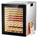 Food Dehydrator, 12 Stainless Steel Trays in 850W Dehydrator Machine, 48 Hour Digital Timer and 165°F Temperature Adjustable, Food Dryer for Jerky, Dog Treats, Meat, Fruit, Herbs