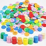 Hebayy 250 PCS EVA Place Value Disks, 10 Values Counting Chips Color-Coded Soft Place Value Chips Decimals to Whole Numbers Counting Chips Early Math Learning for Elementary School