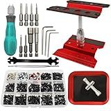 RC Car Repair Work Stand Repair Tool Set 360 Degree Rotation and 523 PCS RC Screws Kit & RC Screwdrivers and Screws Pallet Kit for 1/8 1/10 1/12 1/16 1/18 RC Crawler Car Truck Buggy (Red)