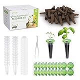 URUQ 140Pcs Hydroponic Pods Supplies: Compatible with AeroGarden Grow Anything Herb Kits - Includes Grow Sponges Grow Baskets Grow Domes Labels - Hydroponics Supplies for Most Brand
